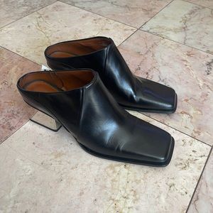 Zara Black Leather Booties Mules 39 NWT Rare